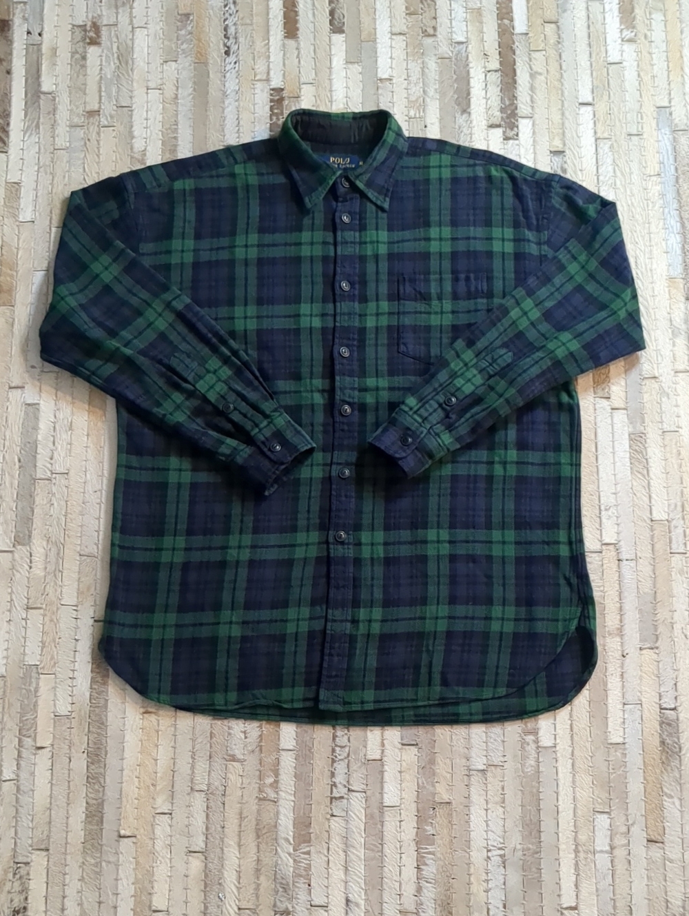 Polo Ralph Lauren Men's XL Green Blue Plaid 100% Cotton Flannel Shirt